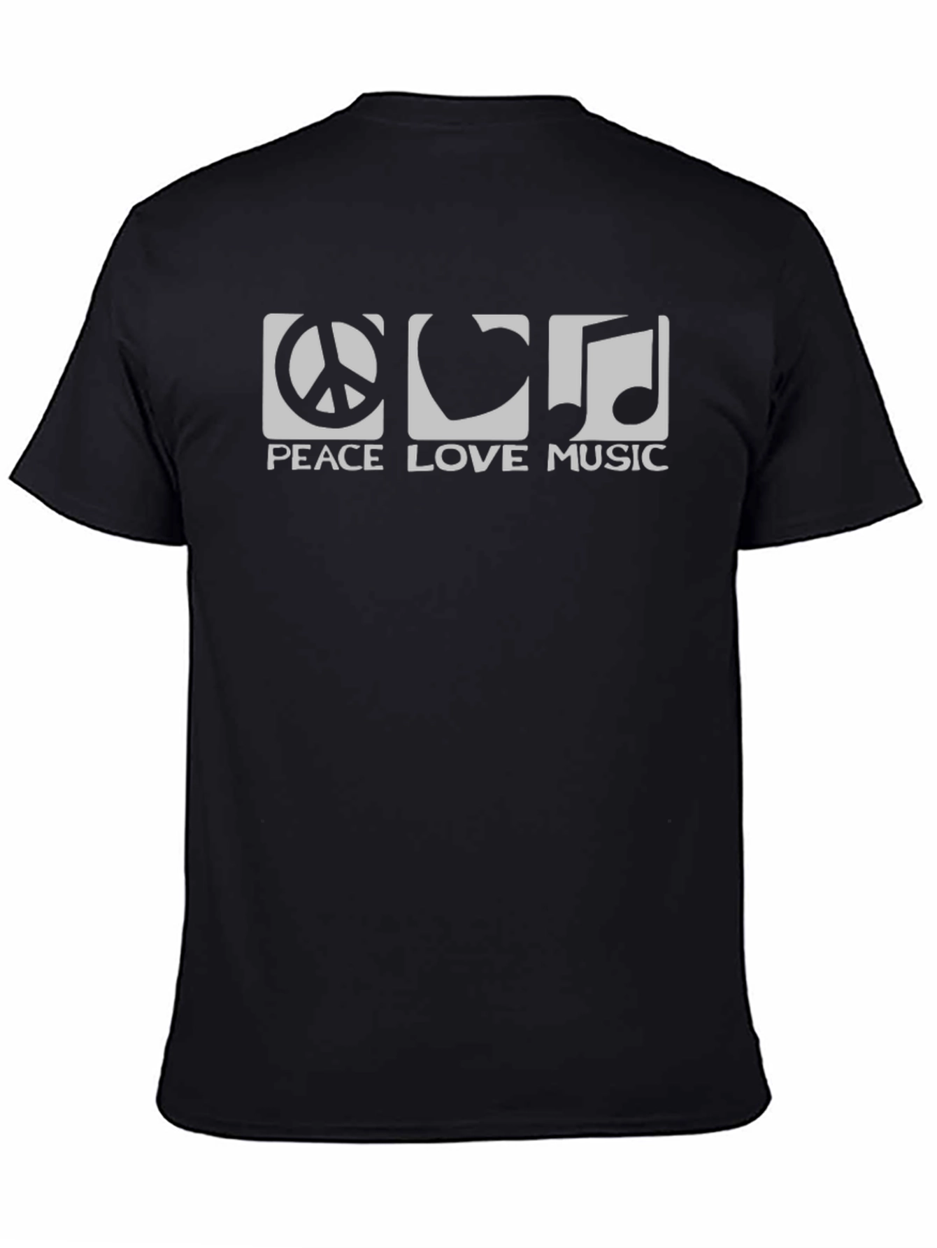 Black Peace Love Music Graphic Tee - Black Cotton Blend view 4