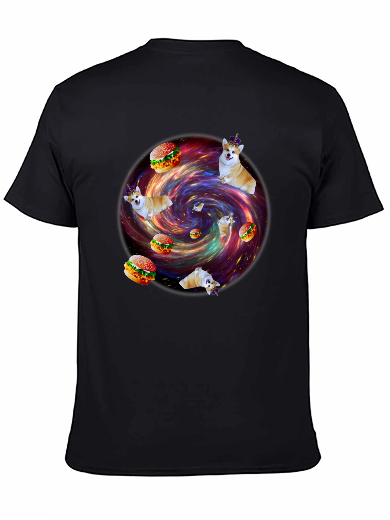 Black Corgi Burger Galaxy Graphic Tee - Unisex view 4