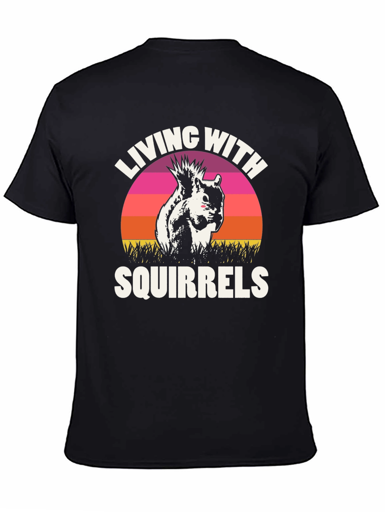 Black Living With Squirrels Graphic Tee - Unisex Black T-Shirt view 4