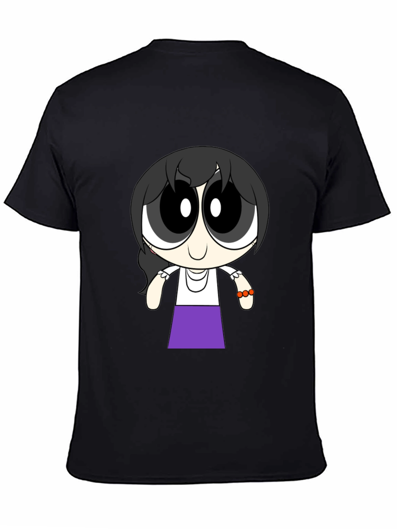 Black Cartoon Girl T-Shirt - Black Cotton Tee view 4