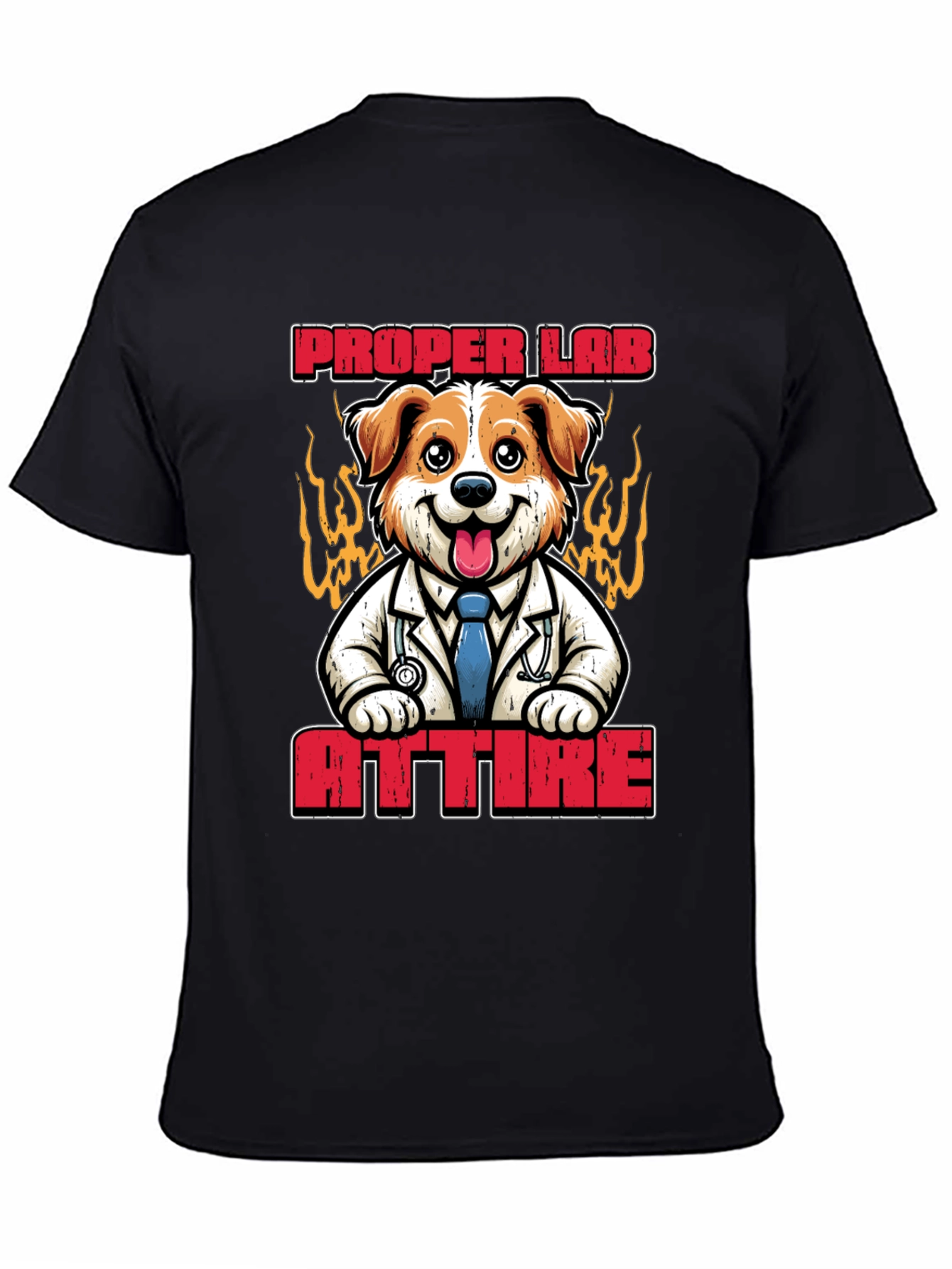 Black Proper Lab Attire T-Shirt: Dog Doctor Tee view 4