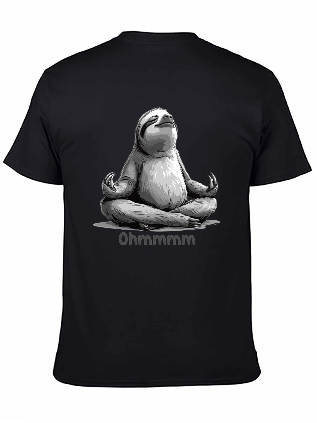 Black Meditating Sloth T-Shirt - Ohm Funny Yoga Tee view 4