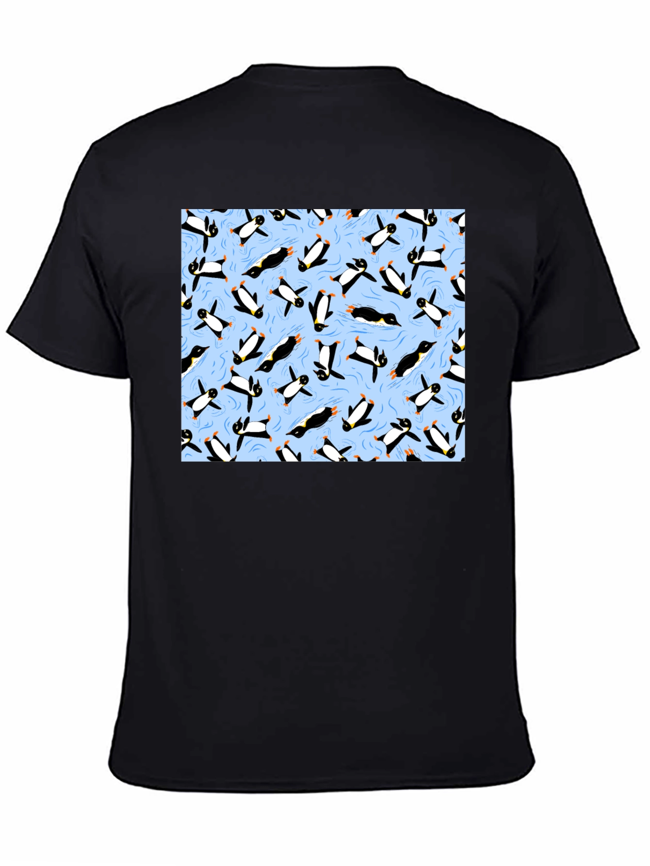Black Penguin Print Black T-Shirt view 4