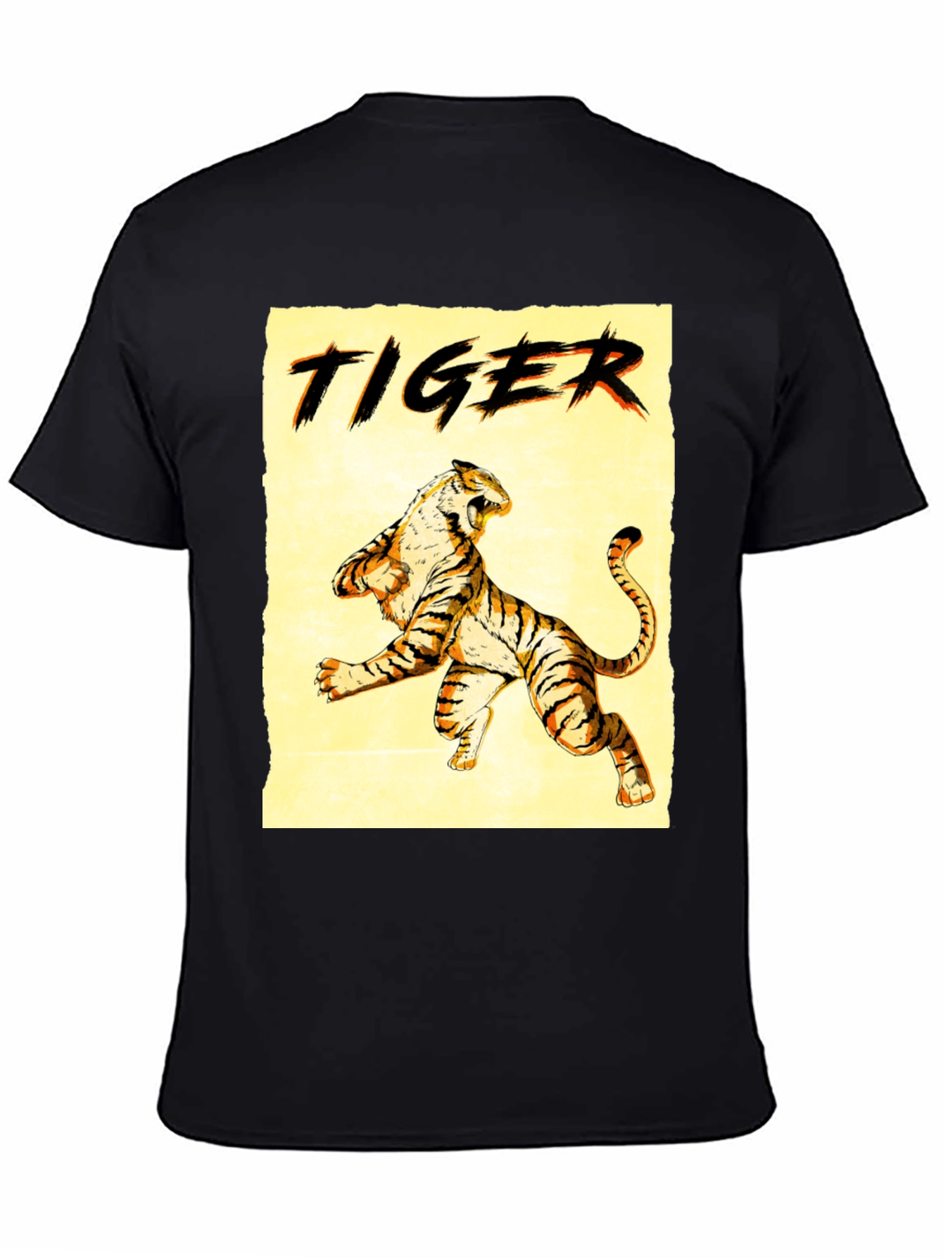 Black Tiger Graphic Print Crew Neck T-Shirt view 4