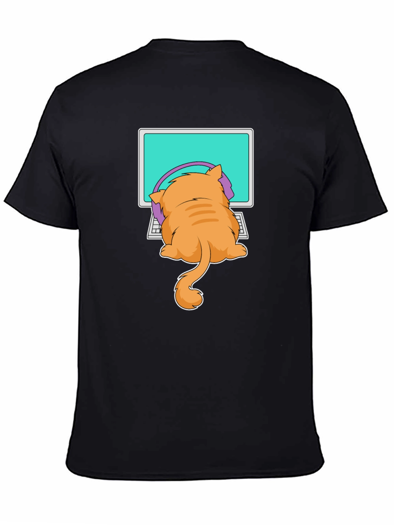 Black Cat Gamer T-Shirt - Funny Kitten Computer Tee view 4