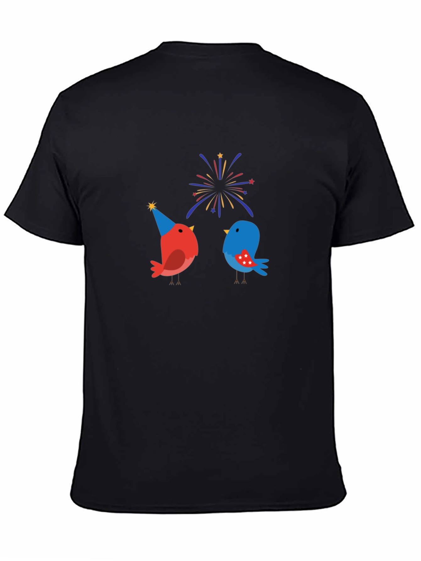 Black Festive Birds Graphic T-Shirt view 4