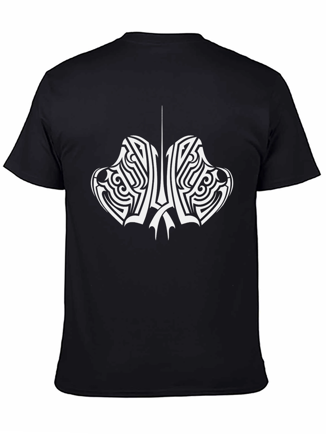 Black Tribal Design Black T-Shirt view 4