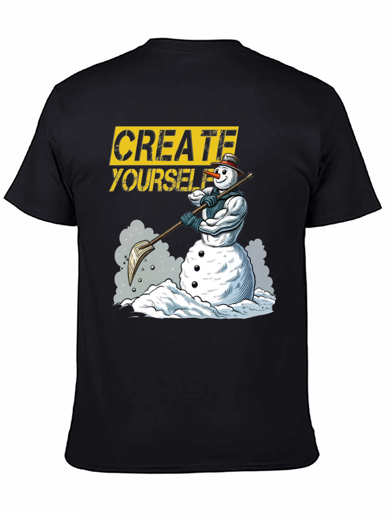 Black Create Yourself Graphic Tee - Snowman Design view 4