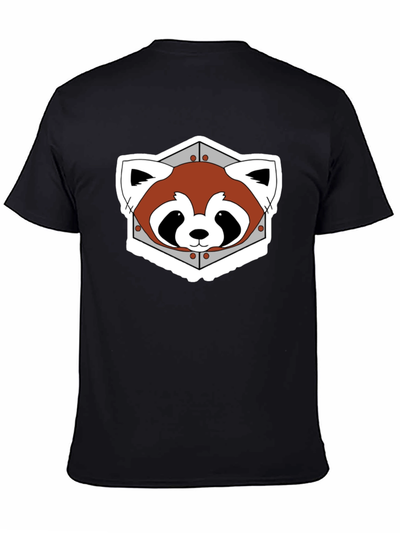 Black Red Panda Graphic Tee - Black Cotton Blend view 4