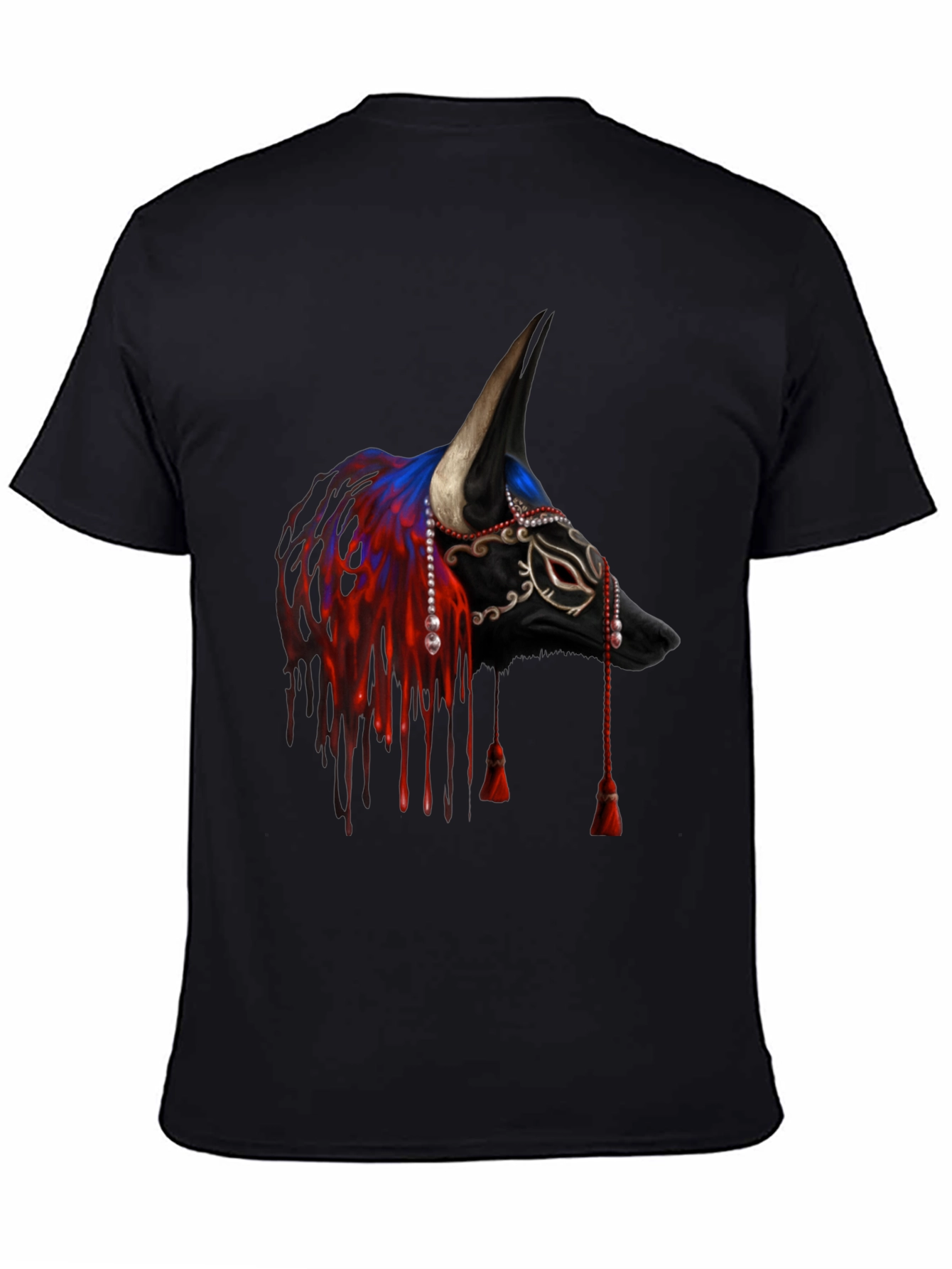Black Black Bull Mask T-Shirt - Unique Graphic Tee view 4
