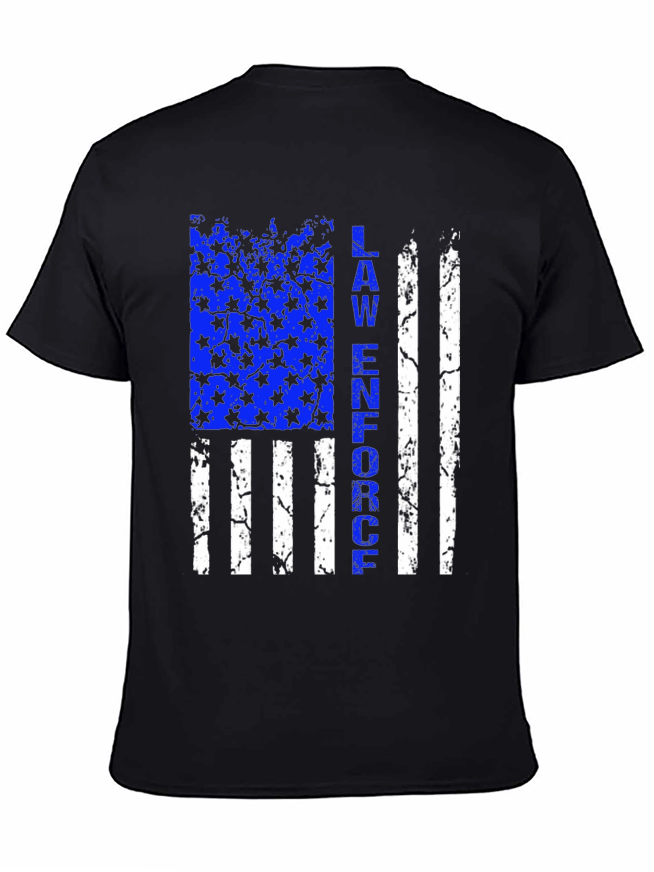 Black Law Enforcement Flag Graphic T-Shirt - Thin Blue Line Support view 4