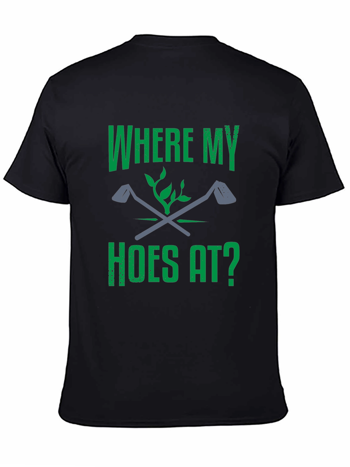 Black Where My Hoes At? Golf T-Shirt - Funny Golfing Tee view 4