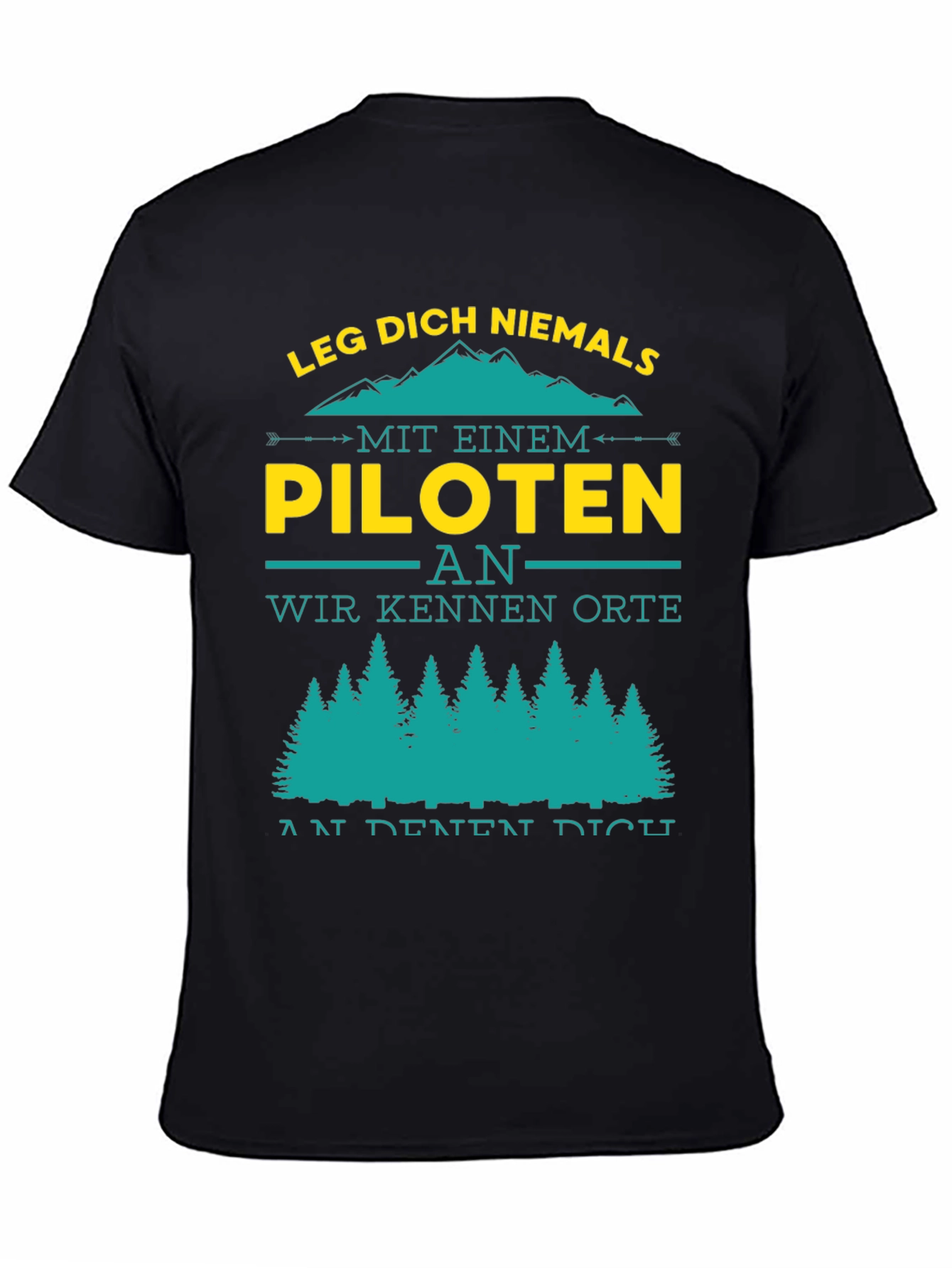 Black Pilot T-Shirt: Leg Dich Niemals An view 4