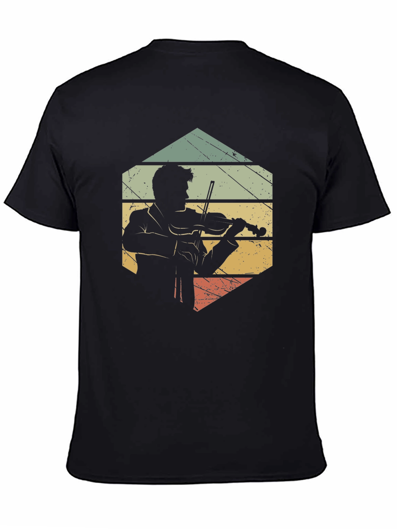 Black Vintage Violinist T-Shirt - Retro Musician Tee view 4