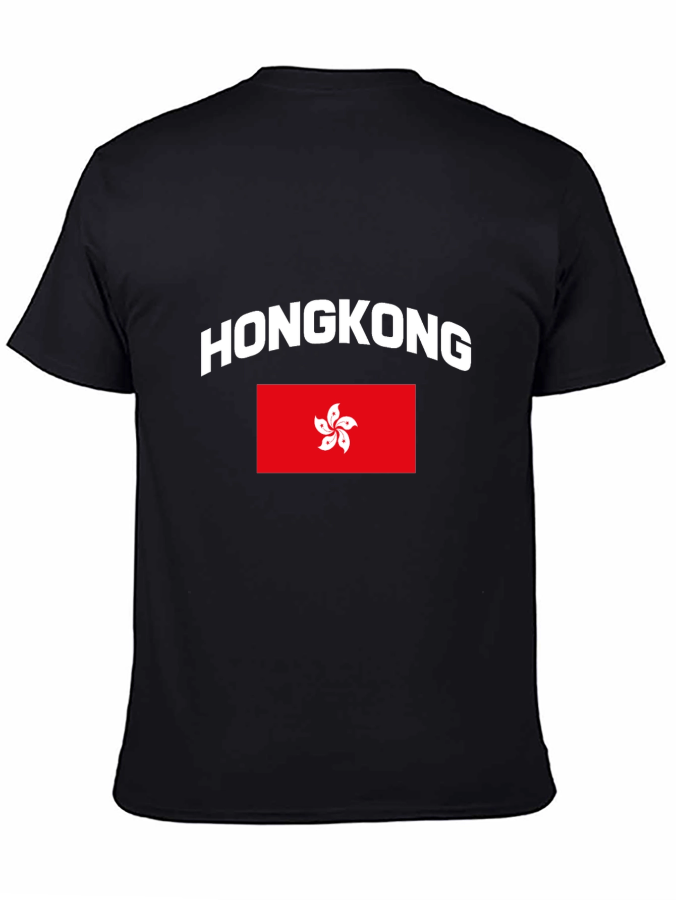 Hong Kong Flag Graphic Tee - Black Cotton T-Shirt - 4