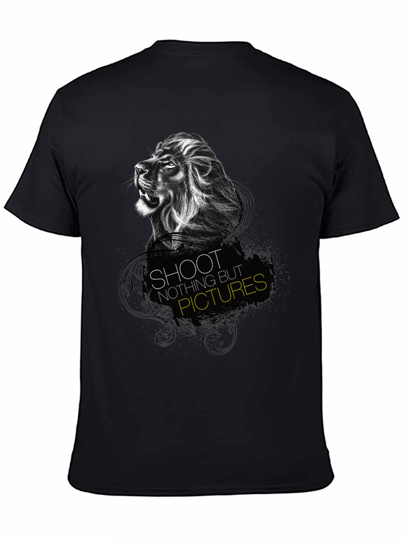Black Lion Graphic Print Black T-Shirt - "Shoot Nothing But Pictures" view 4