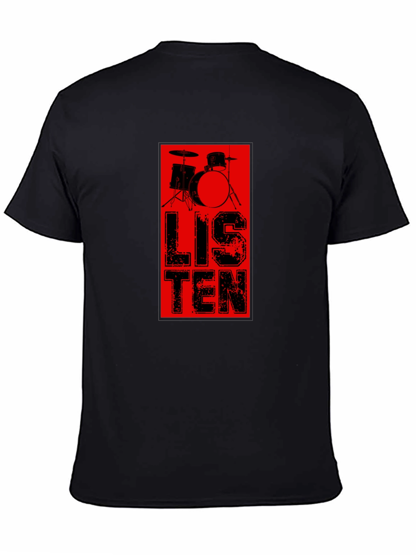 Black Listen Drum T-Shirt view 4