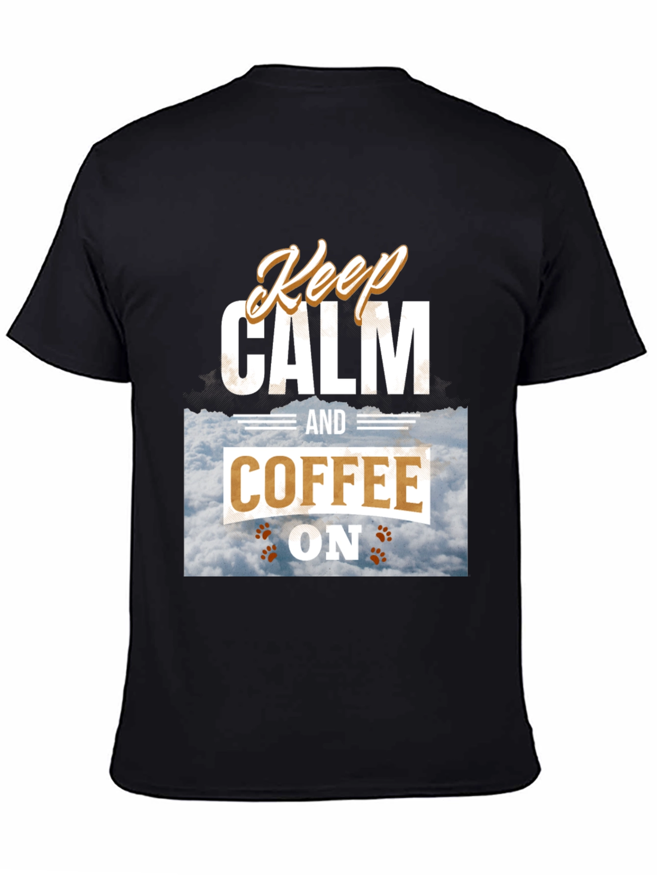 Black Keep Calm and Coffee On Graphic Tee view 4