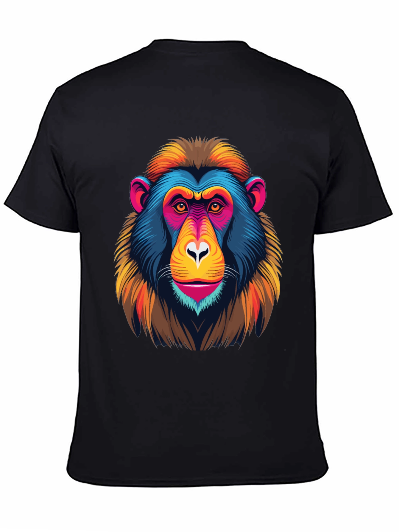 Black Colorful Monkey Graphic Tee - Funky Animal Print view 4
