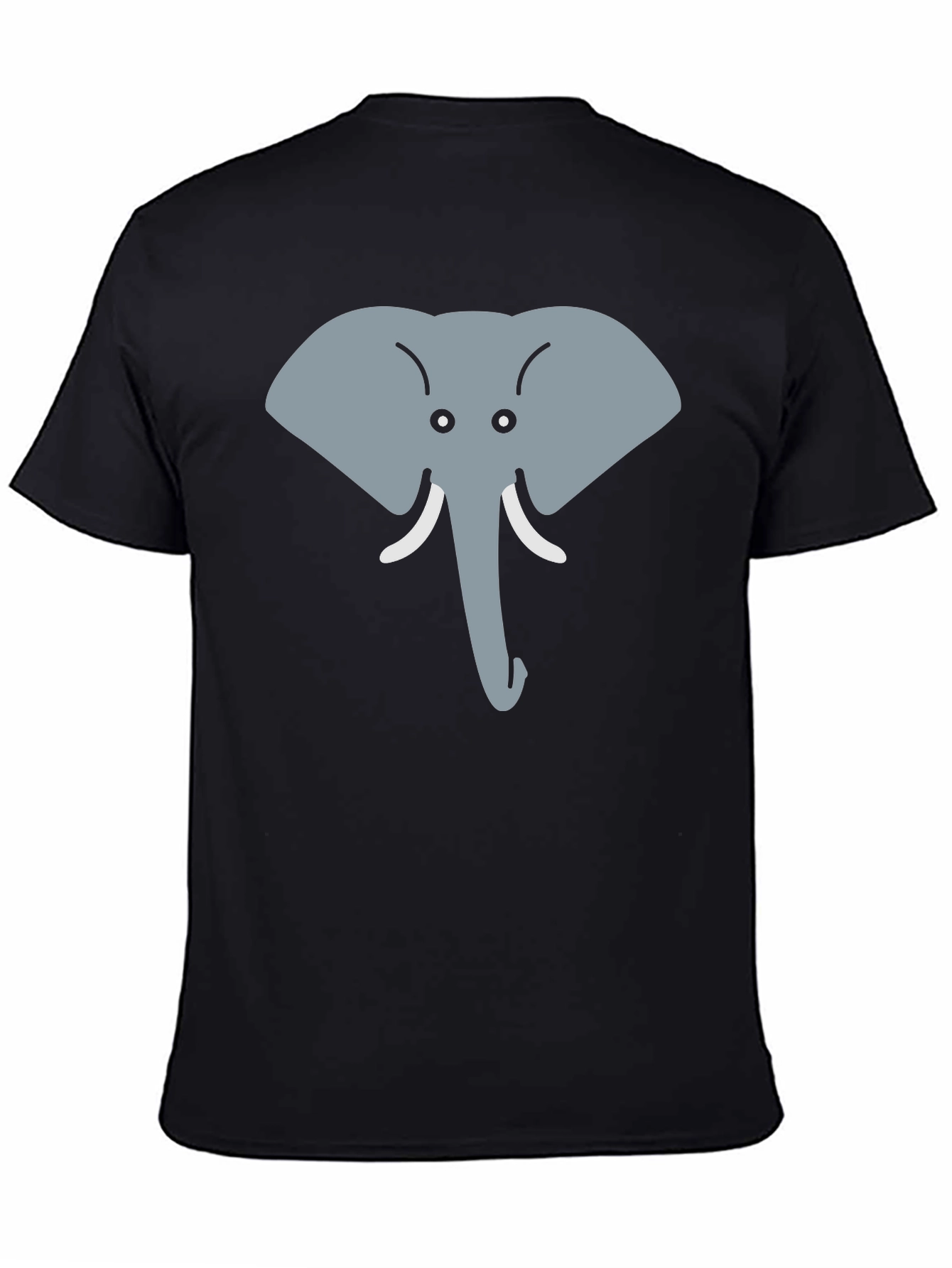 Black Cartoon Elephant Graphic Tee - Black Cotton Casual Top view 4