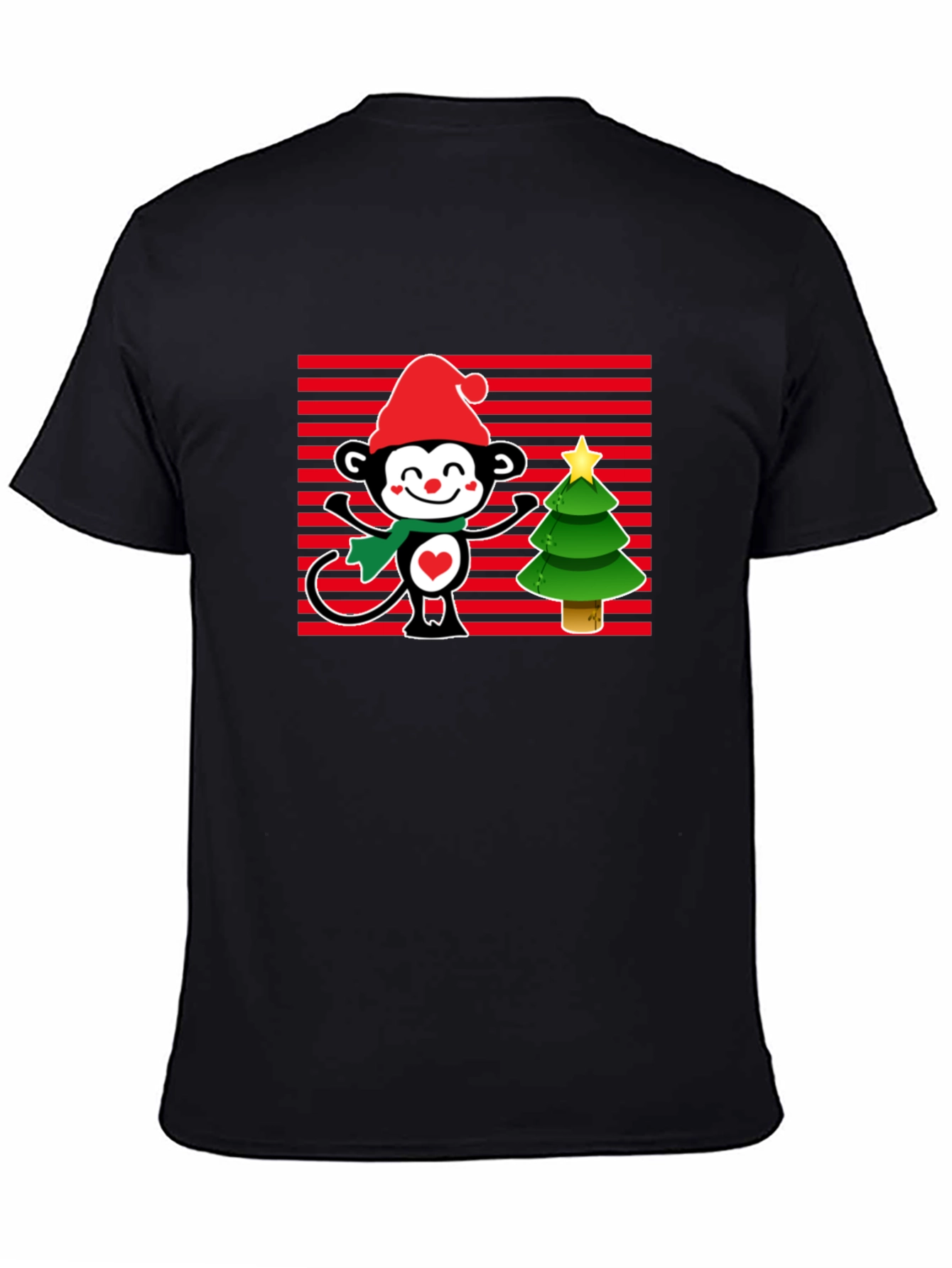 Black Festive Monkey Christmas T-Shirt view 4