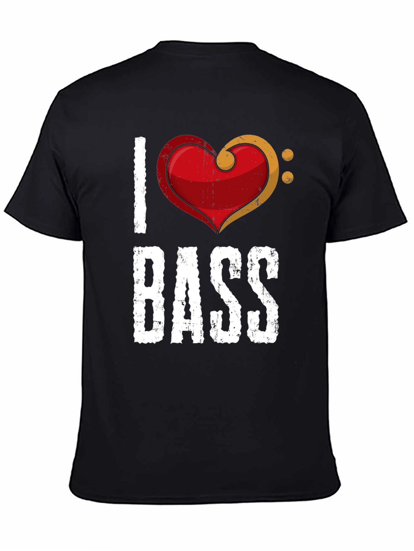 Black I Love Bass T-Shirt - Music Heart Tee view 4