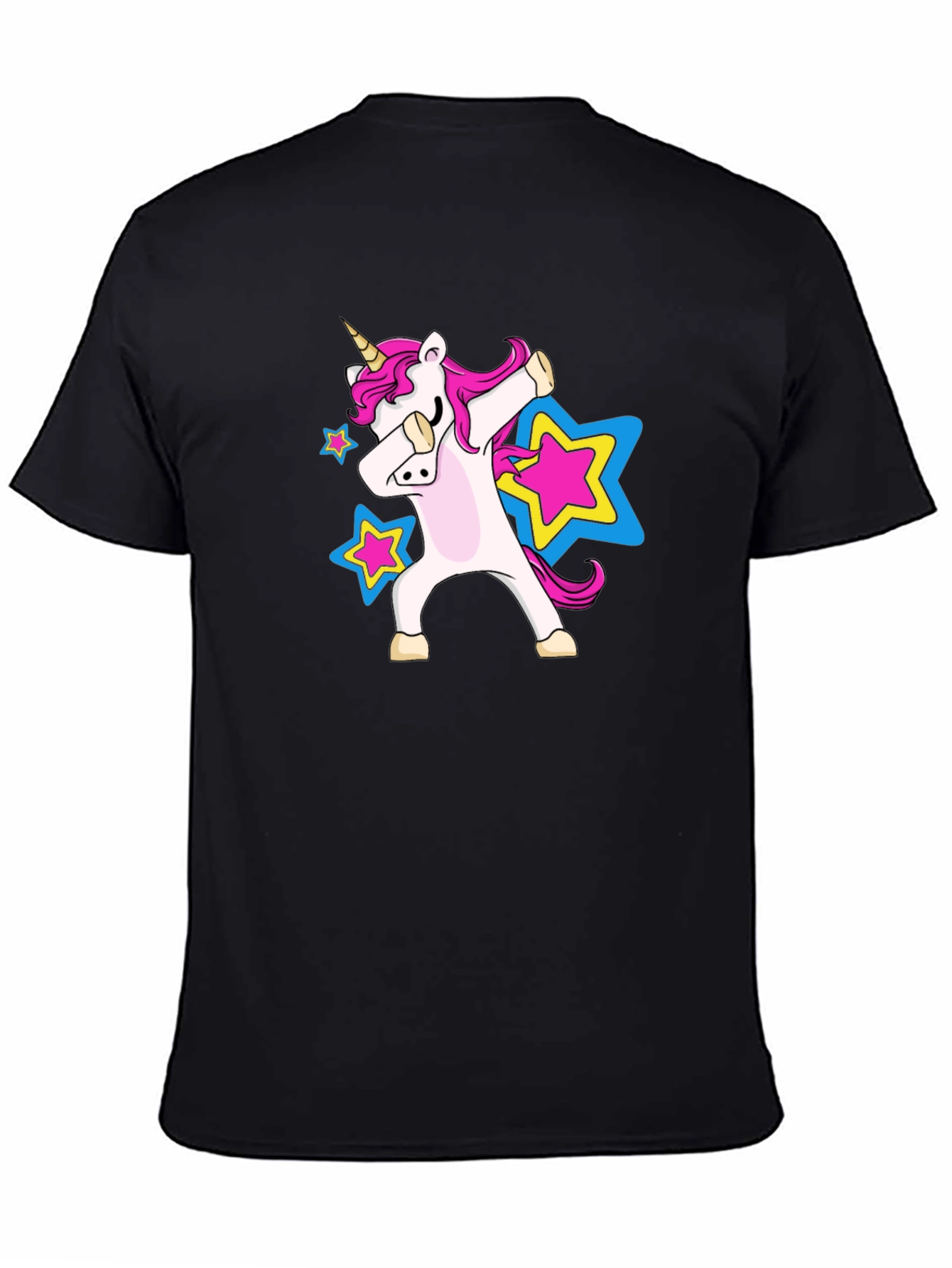 Black Dabbing Unicorn Star Black T-Shirt view 4