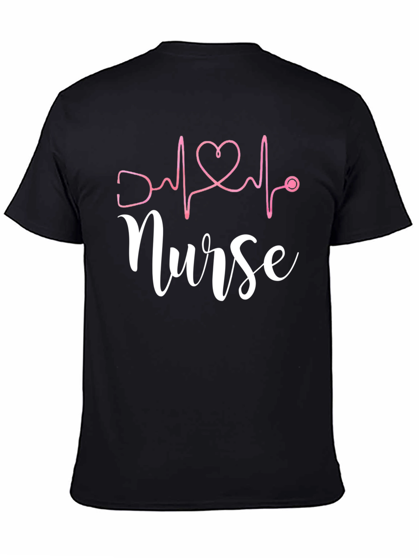 Black Nurse Heartbeat T-Shirt - Black view 4