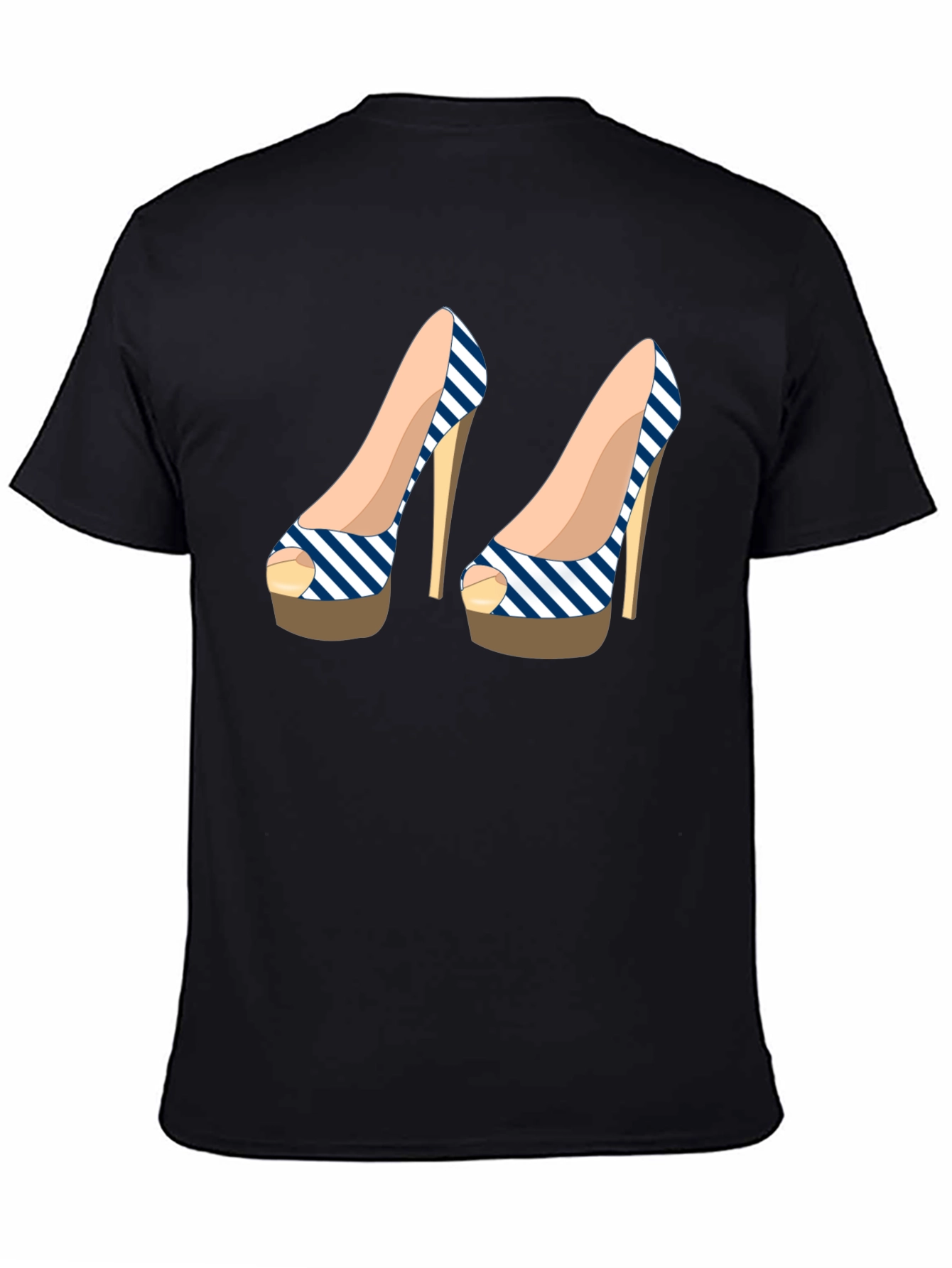 Black Stylish Heel Print Black T-Shirt for Fashionistas view 4