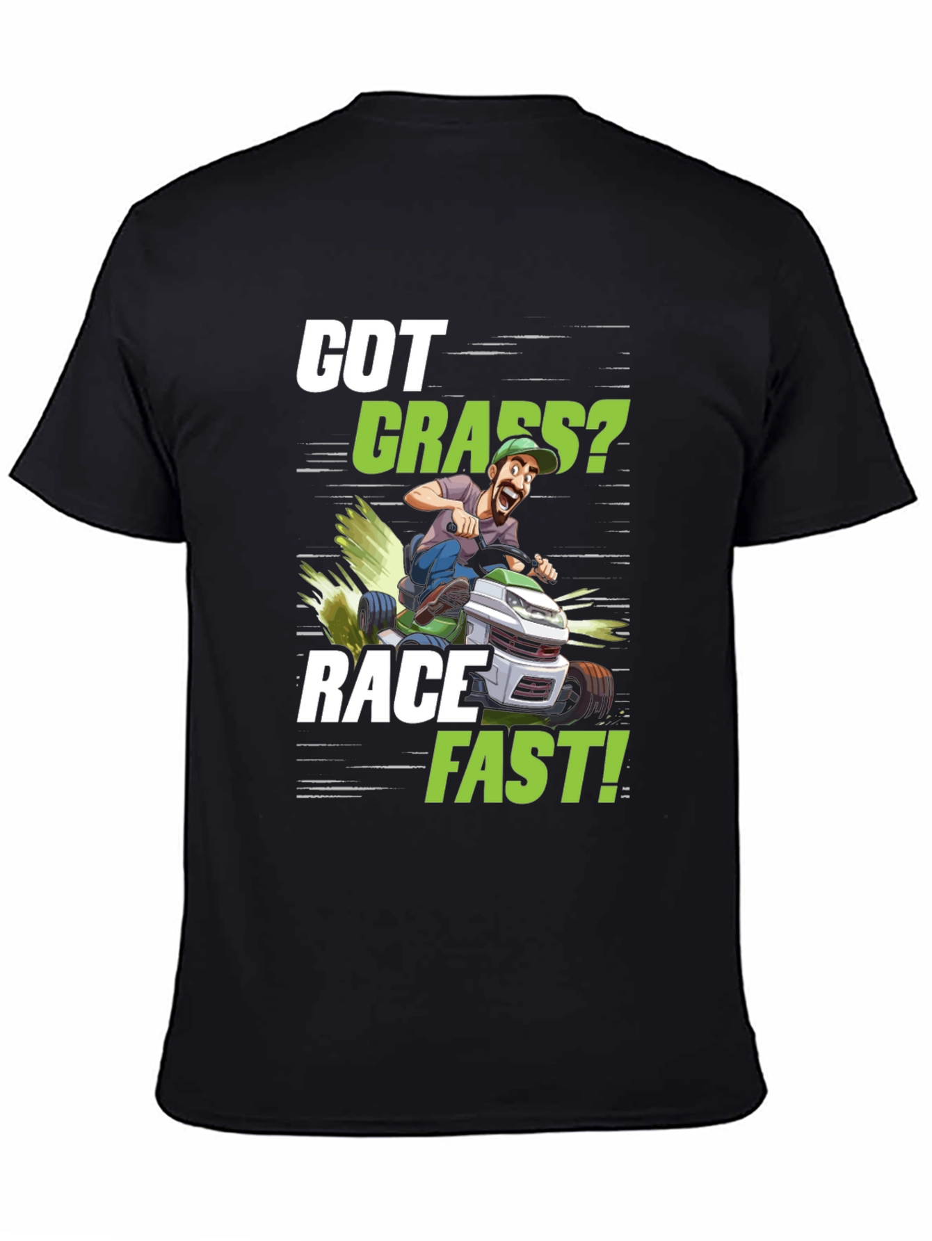 Black Got Grass? Funny Lawn Mower Racing T-Shirt view 4