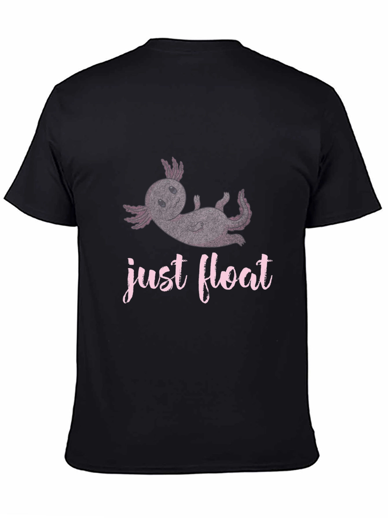 Black Just Float Axolotl Black T-Shirt view 4