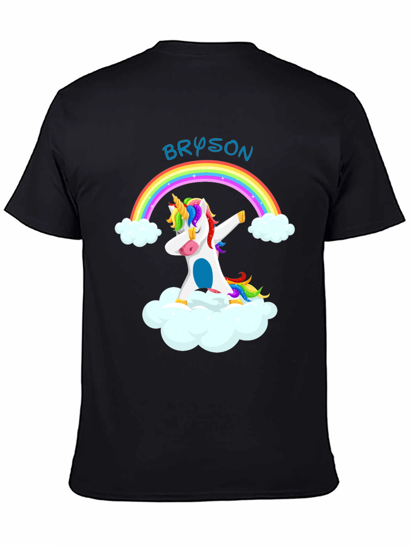 Black Bryson's Unicorn Dab T-Shirt - Custom Rainbow Tee view 4