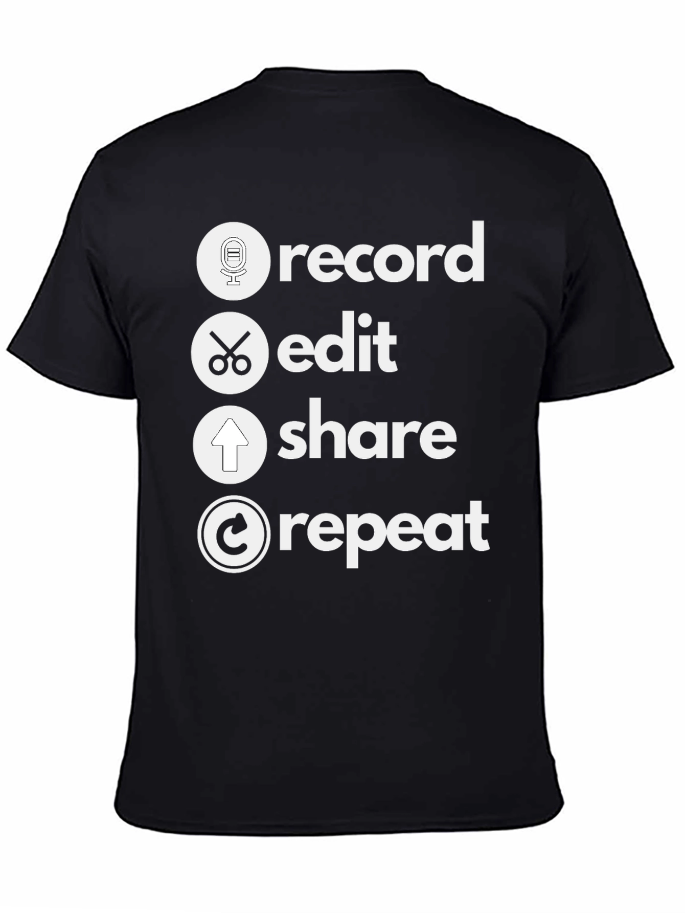 Black Record, Edit, Share, Repeat T-Shirt - Musician's Tee view 4