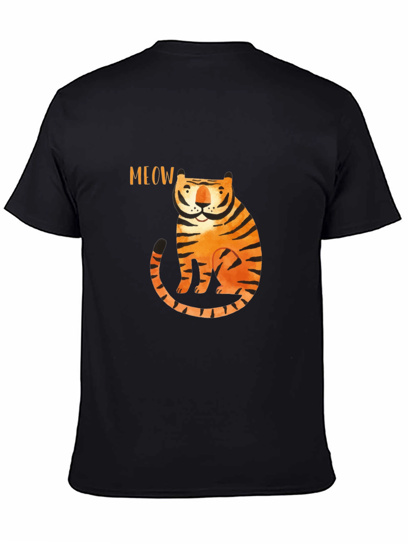 Meow Tiger Graphic Tee - Black Cotton T-Shirt - 4