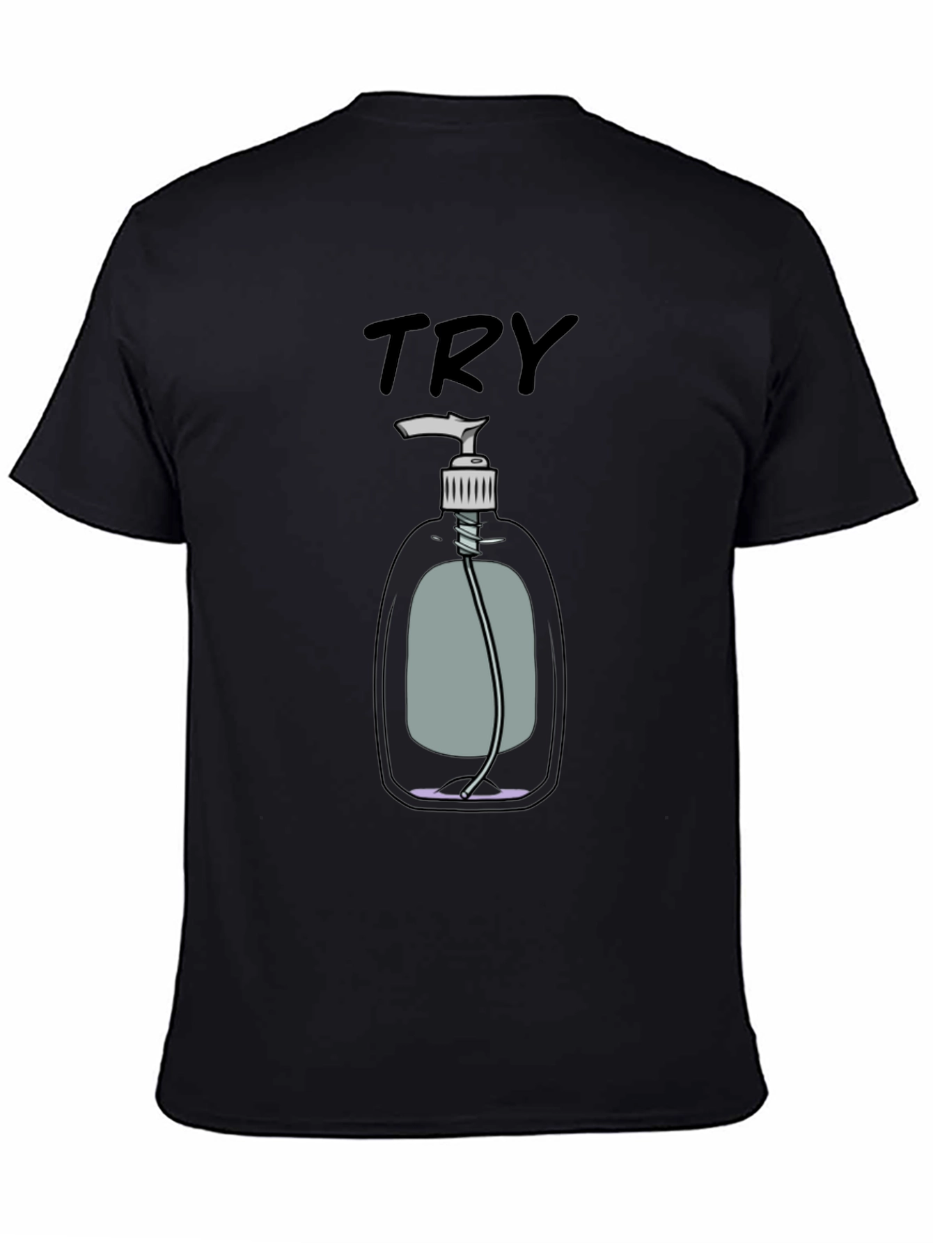 Black Try Hand Sanitizer Graphic T-Shirt view 4