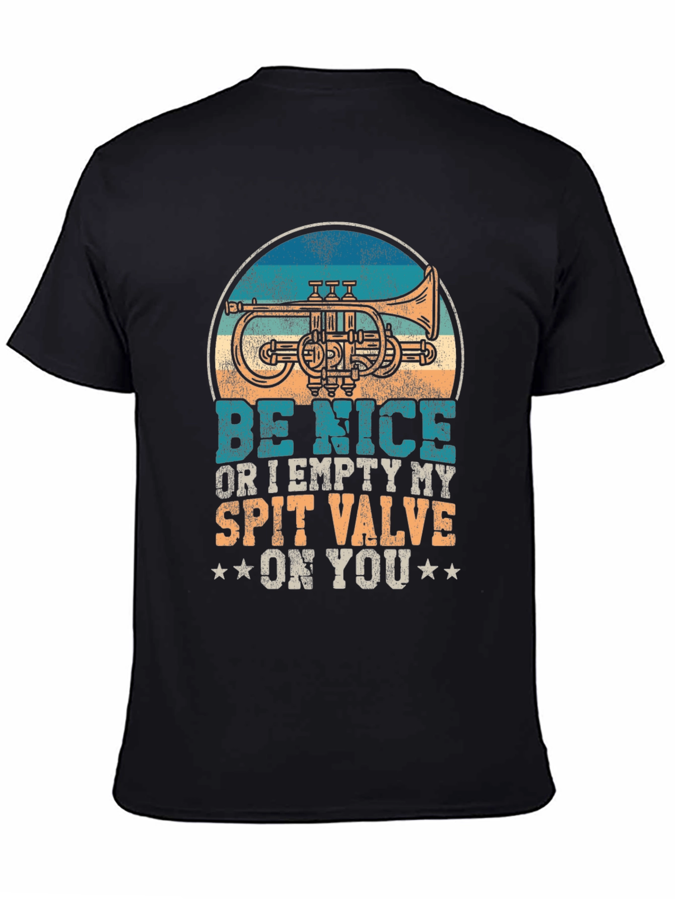 Black Be Nice or Empty My Spit Valve Trumpet T-Shirt view 4