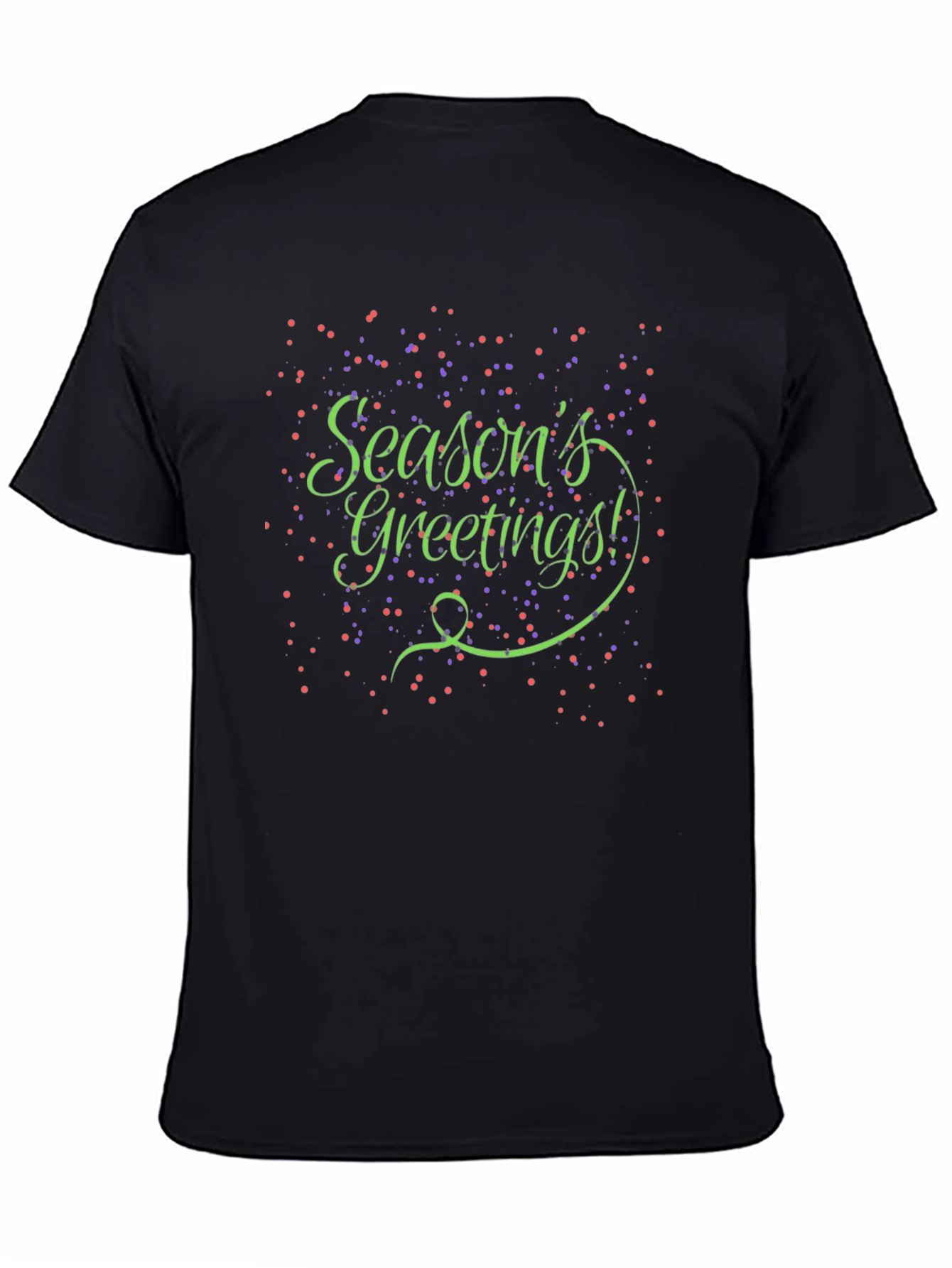 Black Season's Greetings Black Graphic T-Shirt view 4