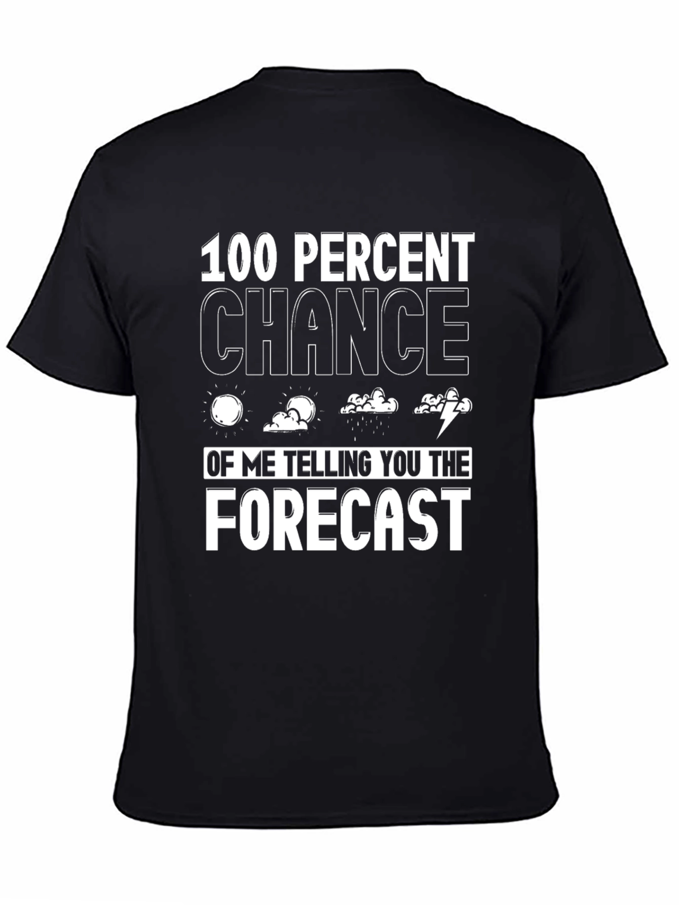 Black Funny Weather Forecast T-Shirt view 4