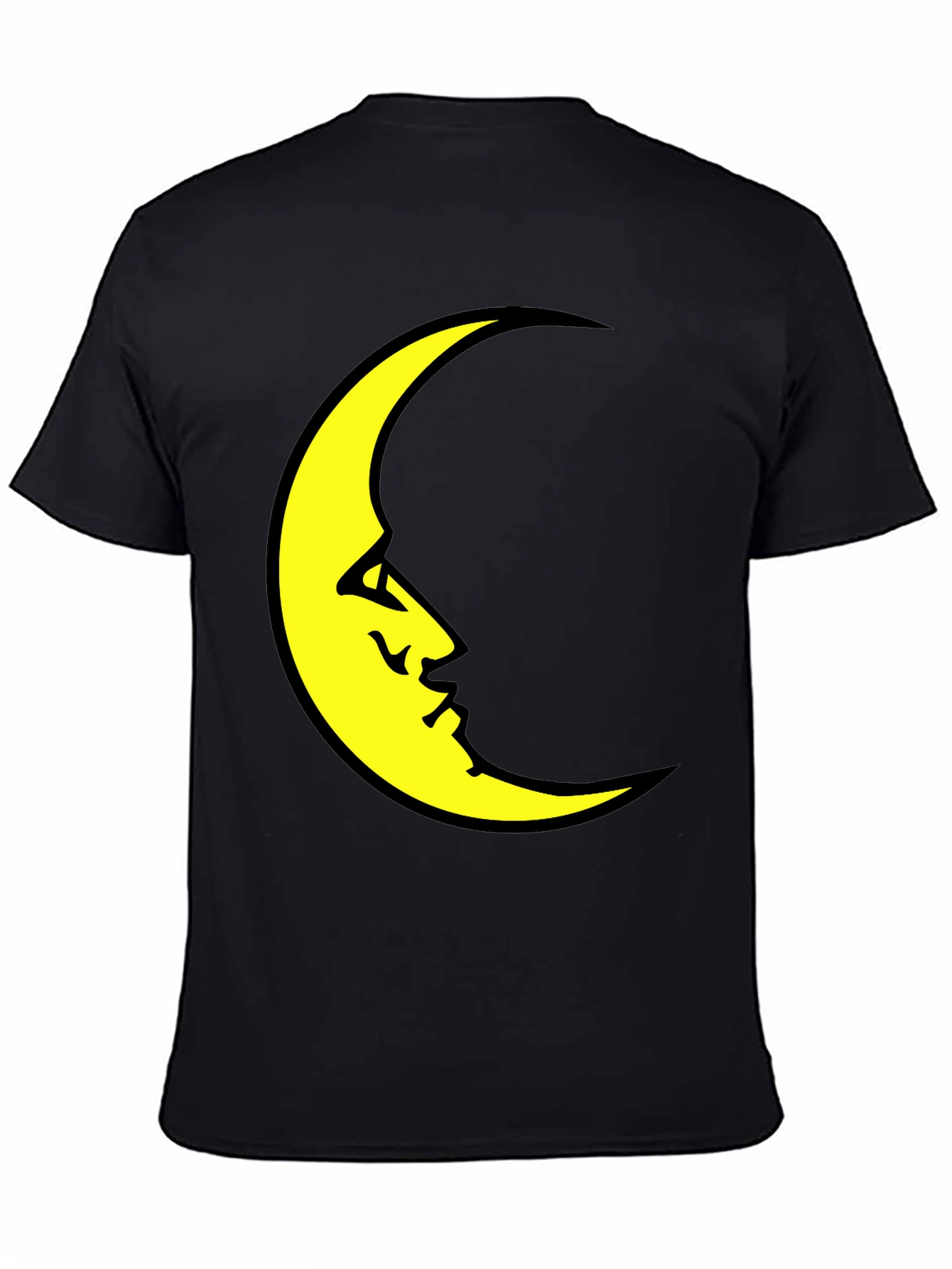 Black Crescent Moon Face Black T-Shirt view 4