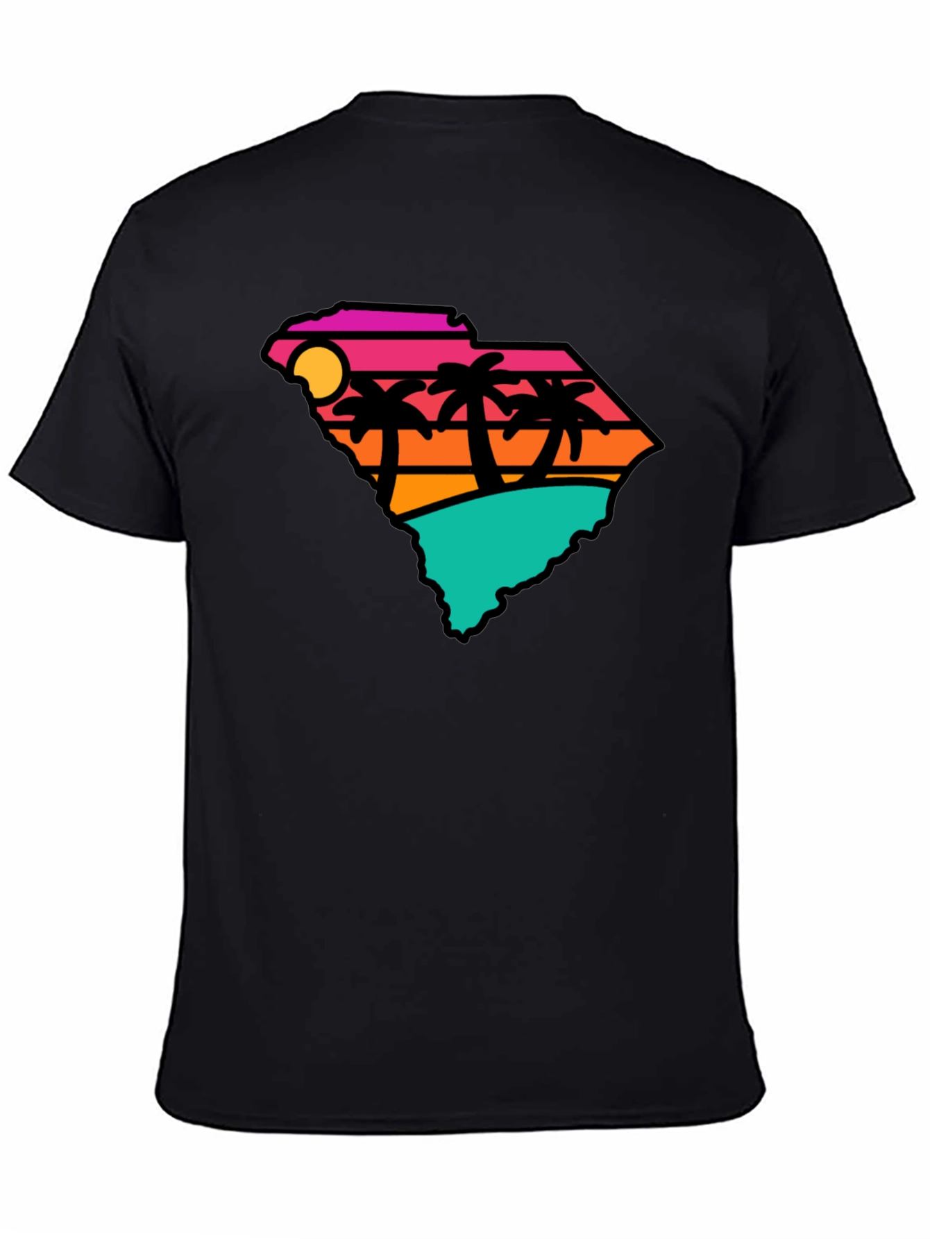 Black South Carolina Retro Beach T-Shirt view 4