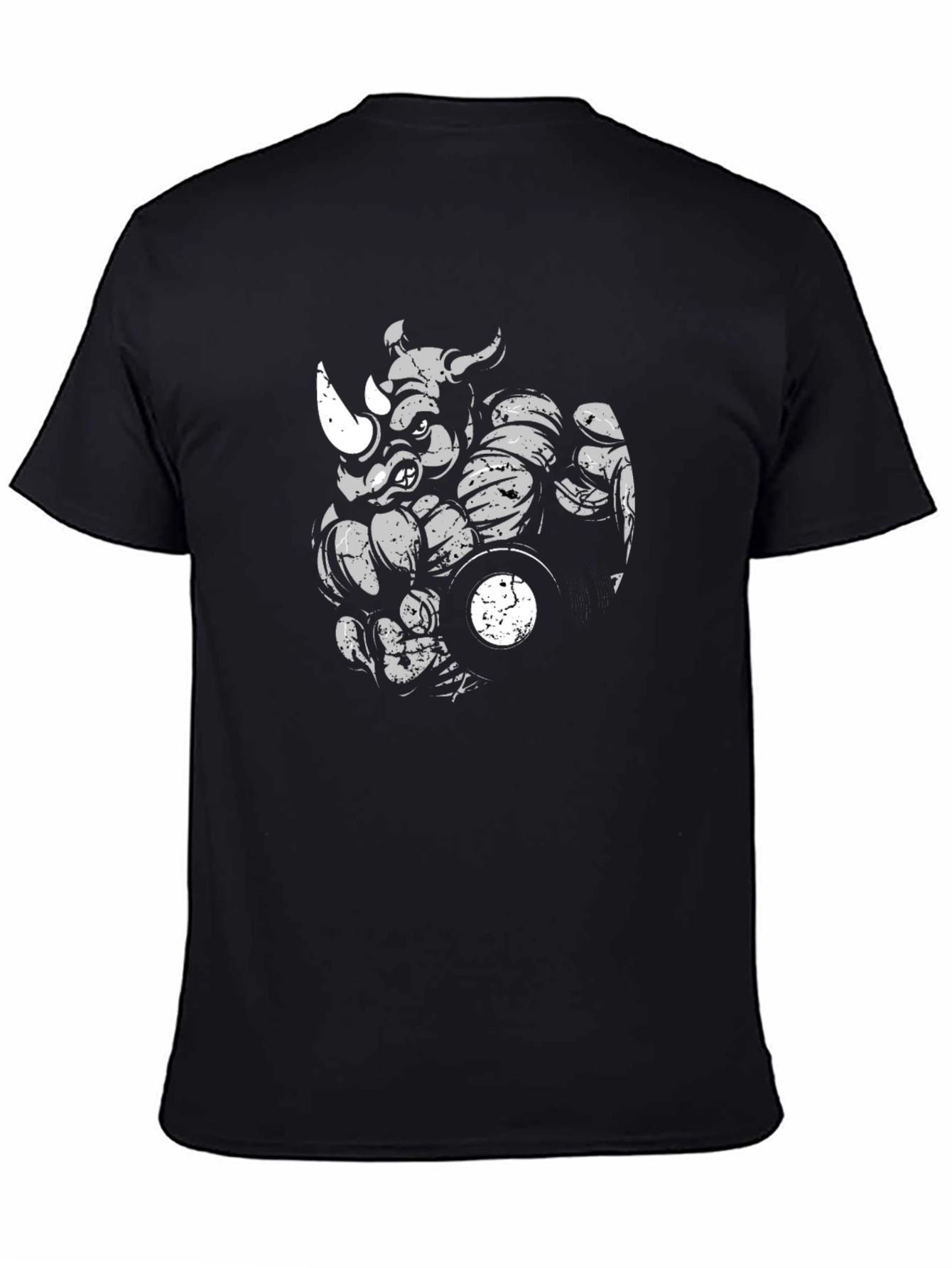 Black Rhino Gym T-Shirt - Black Cotton Graphic Tee view 4