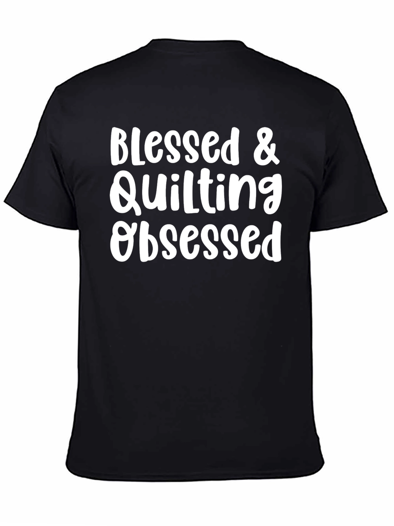 Black Blessed & Quilting Obsessed Black T-Shirt view 4