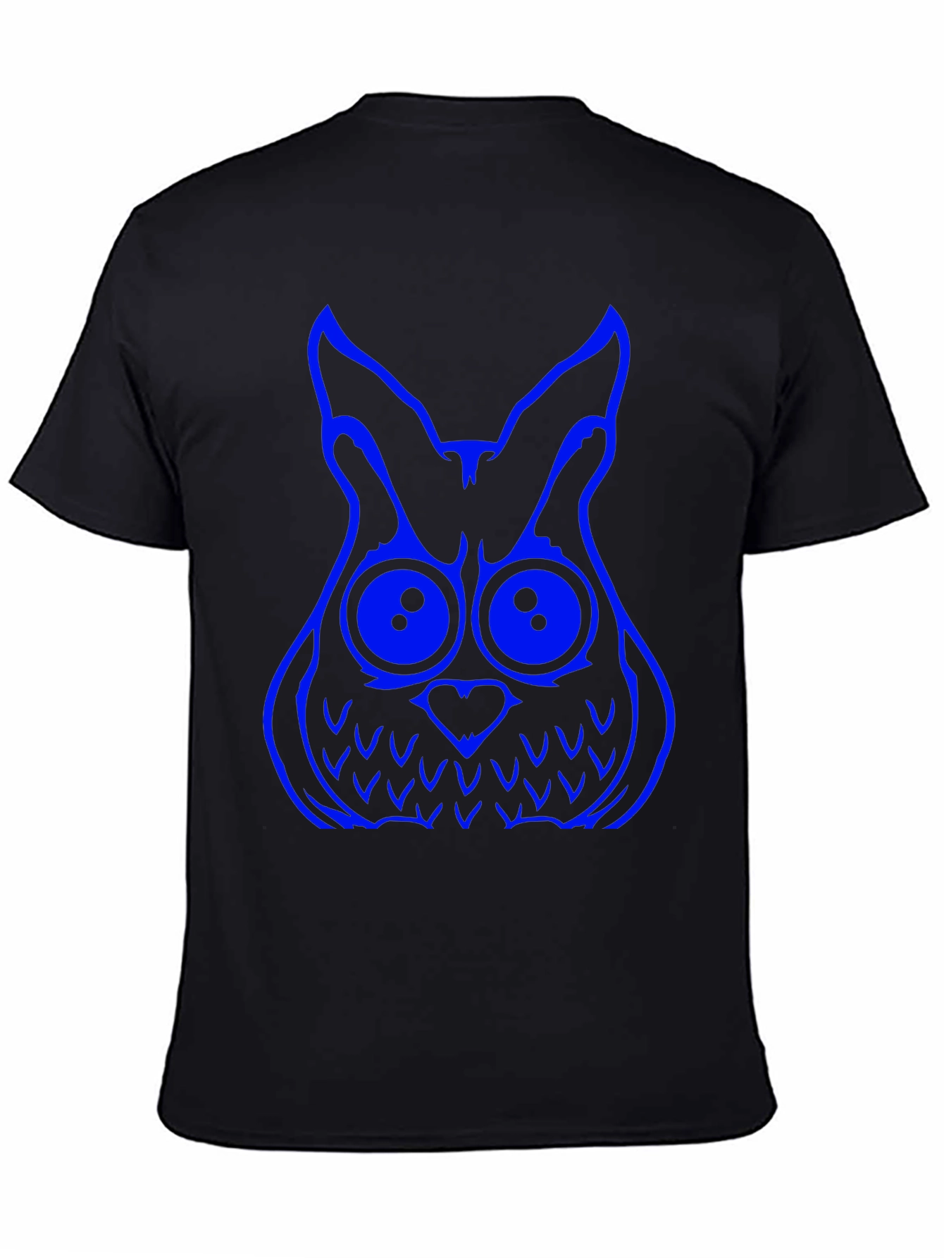 Black Cool Owl Graphic Tee - Black Cotton T-Shirt view 4