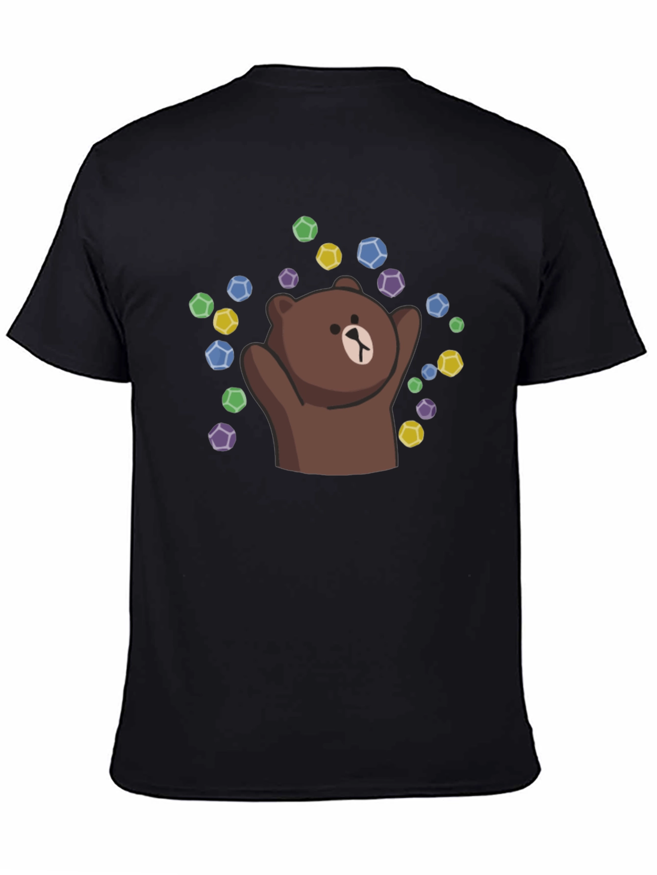 Black Cute Brown Bear T-Shirt - Graphic Tee view 4