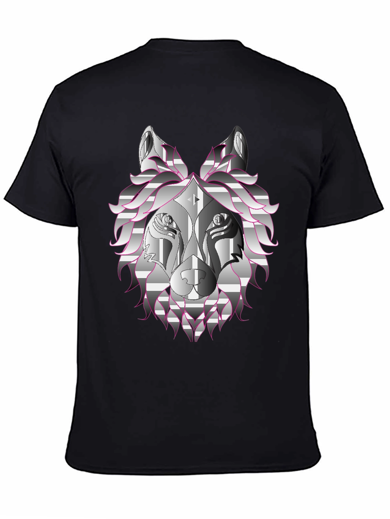 Black Geometric Wolf Graphic Tee - Black view 4