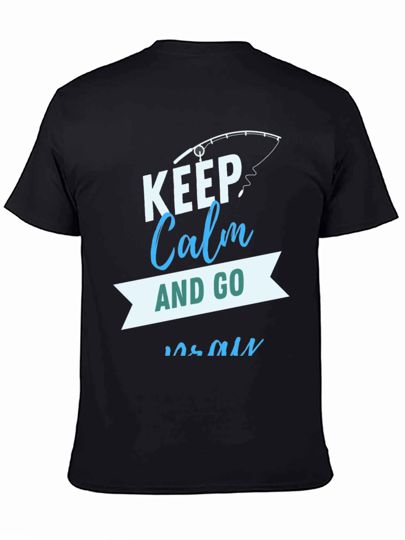 Black Keep Calm and Go Fish Black T-Shirt view 4