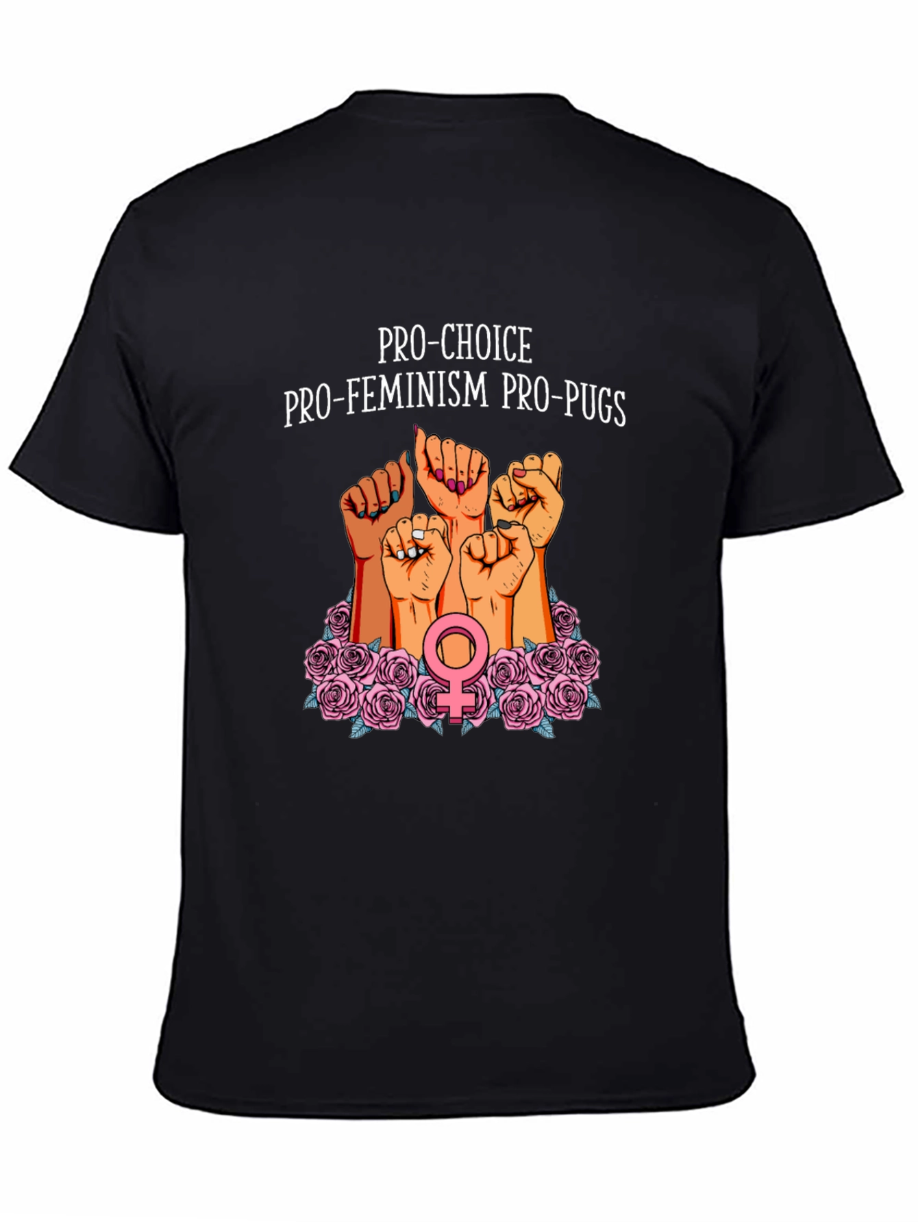 Black Pro-Choice Feminist Pug Graphic Tee view 4