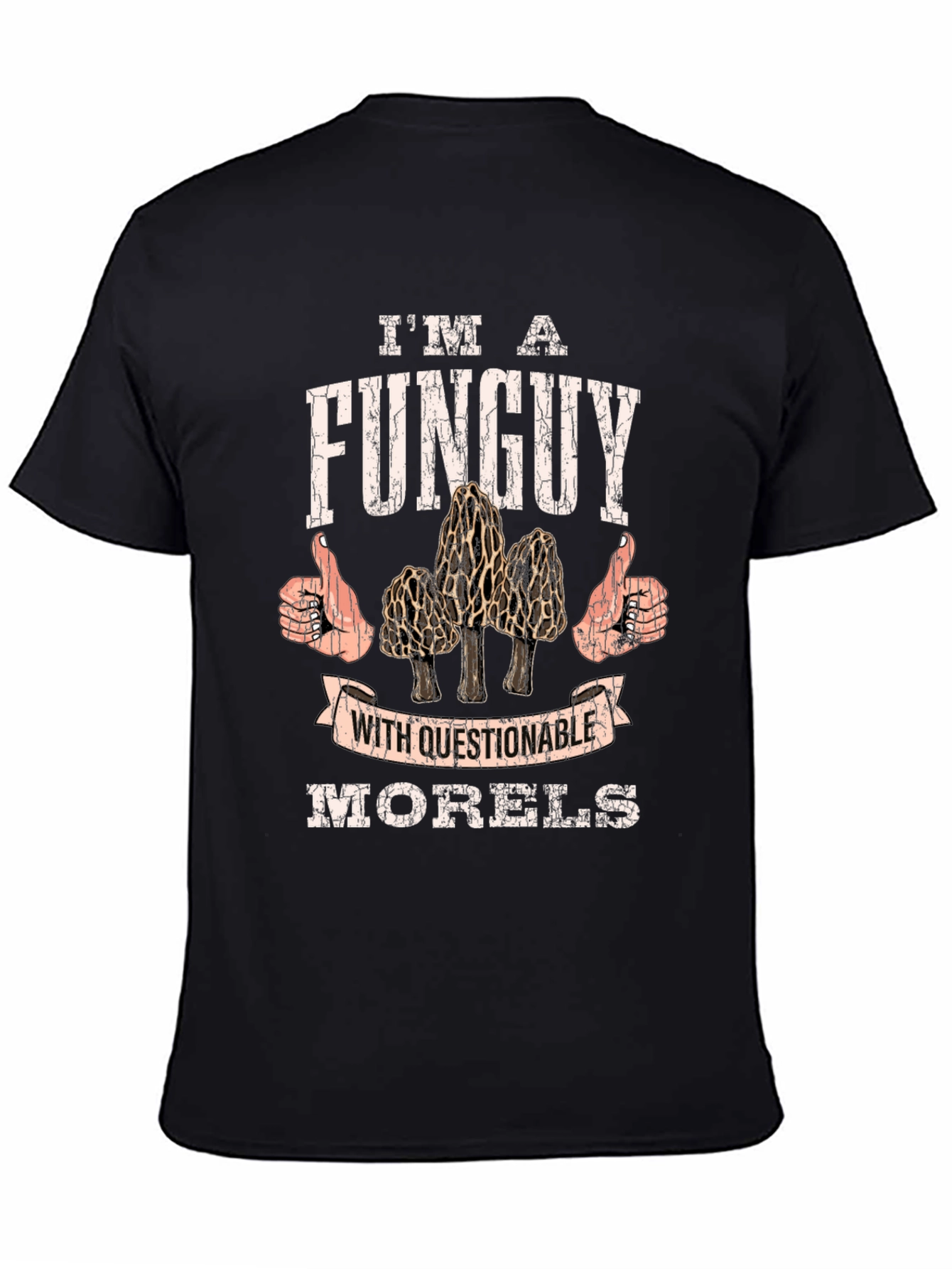 Black Funguy Morel Mushroom T-Shirt - Funny Gift view 4