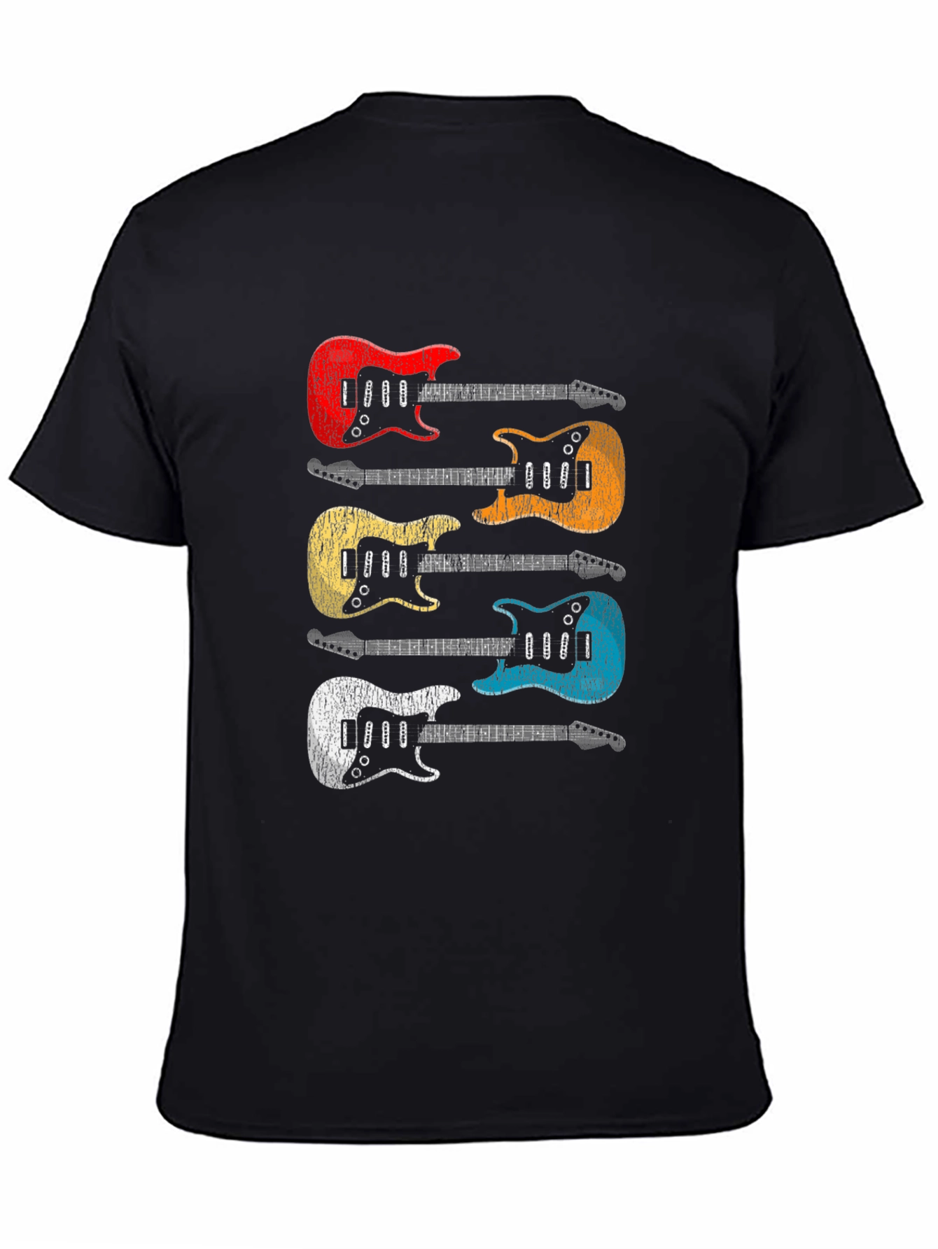 Black Retro Guitar T-Shirt - Colorful Music Tee view 4