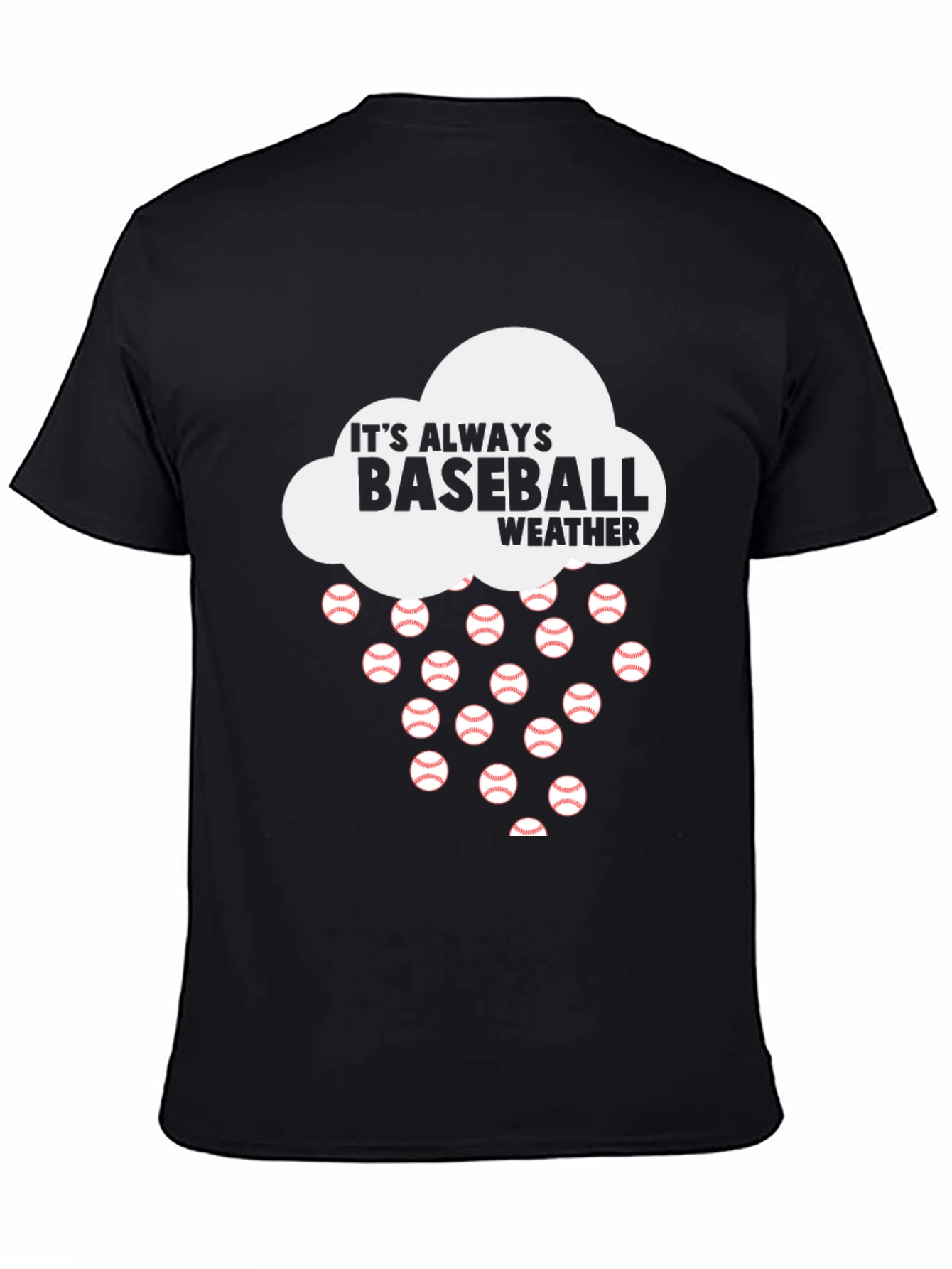 Black Baseball Weather T-Shirt view 4